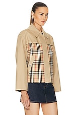 Burberry Hawkley Jacket in Honey & Archive Beige IP Check, view 3, click to view large image.