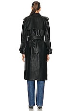 Burberry Leather Double Breasted Trench Coat in Black, view 4, click to view large image.