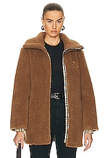 Burberry Long Fleece Coat in Dusty Caramel, view 2, click to view large image.