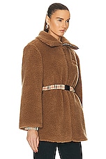 Burberry Long Fleece Coat in Dusty Caramel, view 3, click to view large image.