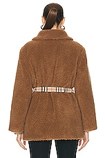 Burberry Long Fleece Coat in Dusty Caramel, view 4, click to view large image.
