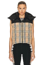 Burberry Puffer Vest in Archive Beige IP Check, view 1, click to view large image.