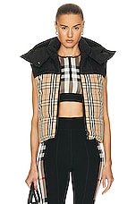 Burberry Puffer Vest in Archive Beige IP Check, view 2, click to view large image.