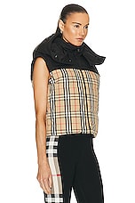 Burberry Puffer Vest in Archive Beige IP Check, view 4, click to view large image.