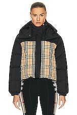 Burberry Puffer Jacket in Archive Beige IP Check, view 1, click to view large image.