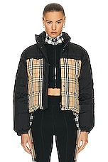 Burberry Puffer Jacket in Archive Beige IP Check, view 2, click to view large image.