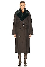 Burberry Oversized Trench Coat in Otter, view 2, click to view large image.