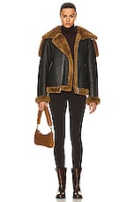 Burberry Shearling Coat in Otter, view 5, click to view large image.