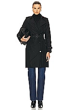 Burberry Kensington Belted Trench Coat in Black, view 1, click to view large image.