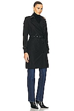 Burberry Kensington Belted Trench Coat in Black, view 3, click to view large image.