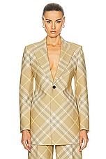 Burberry Tailored Coat in Flax Check, view 1, click to view large image.
