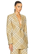 Burberry Tailored Coat in Flax Check, view 2, click to view large image.