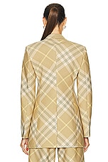 Burberry Tailored Coat in Flax Check, view 3, click to view large image.