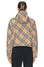Burberry Crop Check Reversible Jacket in Sand IP Check, view 6, click to view large image.