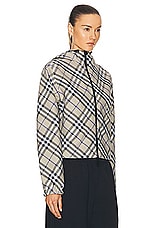 Burberry Crop Reversible Jacket in Lichen IP Check, view 4, click to view large image.