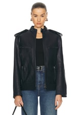 Burberry Biker Jacket in Blue, view 1, click to view large image.