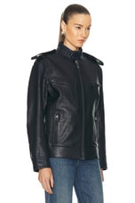 Burberry Biker Jacket in Blue, view 3, click to view large image.