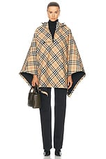 Burberry Poncho With Hood in Sand IP Check, view 1, click to view large image.