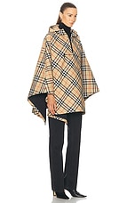 Burberry Poncho With Hood in Sand IP Check, view 2, click to view large image.