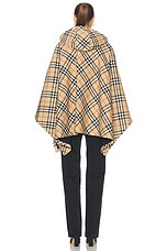 Burberry Poncho With Hood in Sand IP Check, view 3, click to view large image.