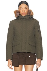 Burberry Quilted Jacket With Fur Hood in Loch, view 2, click to view large image.