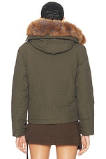 Burberry Quilted Jacket With Fur Hood in Loch, view 5, click to view large image.