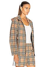 Burberry Hooded Jacket in Archive Beige Check, view 3, click to view large image.