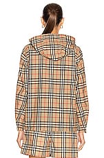 Burberry Hooded Jacket in Archive Beige Check, view 4, click to view large image.