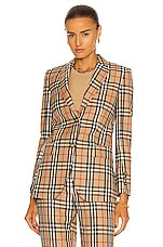 Burberry Sidon Tailored Jacket in Archive Beige IP Check, view 2, click to view large image.