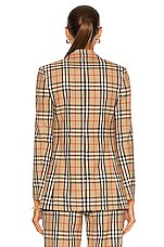Burberry Sidon Tailored Jacket in Archive Beige IP Check, view 4, click to view large image.