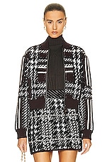 Burberry Caitryn Patchwork Check Jacket in Dark Truffle Brown, view 1, click to view large image.