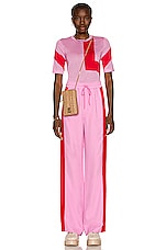 Burberry Arya Side Panel Pant in Pink & Red, view 4, click to view large image.