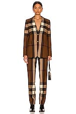 Burberry Aimie Pant in Dark Birch Brown Check, view 4, click to view large image.