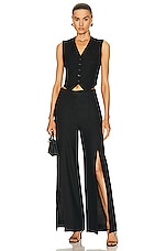 Burberry Split Front Pant in Black & Black, view 4, click to view large image.