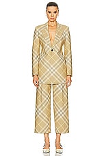Burberry Tailored Trouser in Flax Check, view 4, click to view large image.