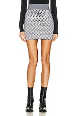 Burberry Nula Monogram Mini Skirt in Dark Charcoal Blue, view 1, click to view large image.