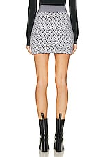 Burberry Nula Monogram Mini Skirt in Dark Charcoal Blue, view 3, click to view large image.