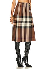Burberry Winifred Check Skirt in Dark Birch Brown Check, view 2, click to view large image.