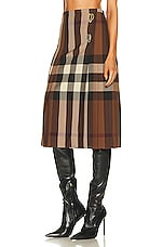 Burberry Winifred Check Skirt in Dark Birch Brown Check, view 3, click to view large image.