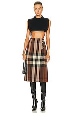 Burberry Winifred Check Skirt in Dark Birch Brown Check, view 5, click to view large image.
