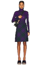 Burberry Check Kilt Skirt in Deep Royal Ip Check, view 5, click to view large image.