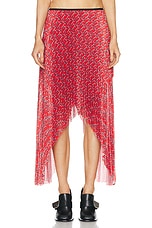 Burberry Pleated Midi Skirt in Silver & Red, view 1, click to view large image.