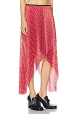 Burberry Pleated Midi Skirt in Silver & Red, view 2, click to view large image.