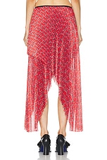 Burberry Pleated Midi Skirt in Silver & Red, view 3, click to view large image.