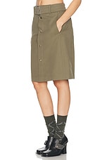 Burberry Belted Midi Skirt in Khaki, view 3, click to view large image.