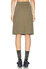 Burberry Belted Midi Skirt in Khaki, view 4, click to view large image.