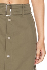 Burberry Belted Midi Skirt in Khaki, view 6, click to view large image.