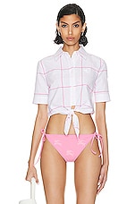 Burberry Cropped Shirt in Bubblegum Pink Ip Pattern, view 1, click to view large image.