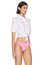 Burberry Cropped Shirt in Bubblegum Pink Ip Pattern, view 2, click to view large image.