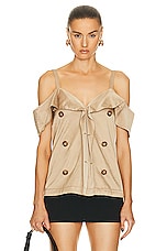 Burberry Draped Trench Top in Soft Fawn, view 1, click to view large image.